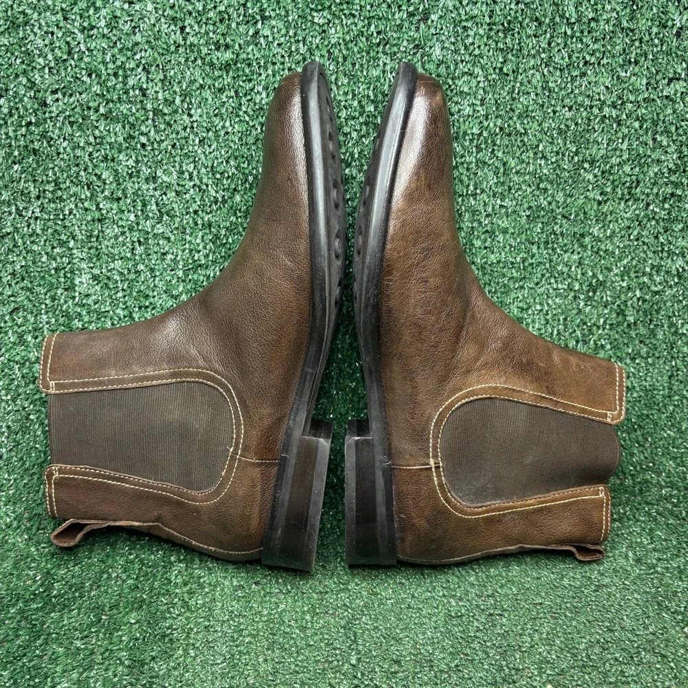 Cole Haan C08696 Chelsea Leather Elastic Side Goring Ankle Boot Brown Mens Sz 9
